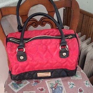 Elegant Quilted Satchel in Pink and Black